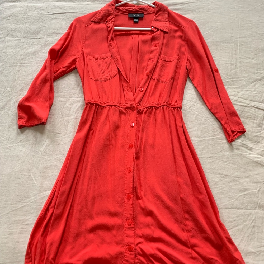 BCX 3/4 sleeve button up dress